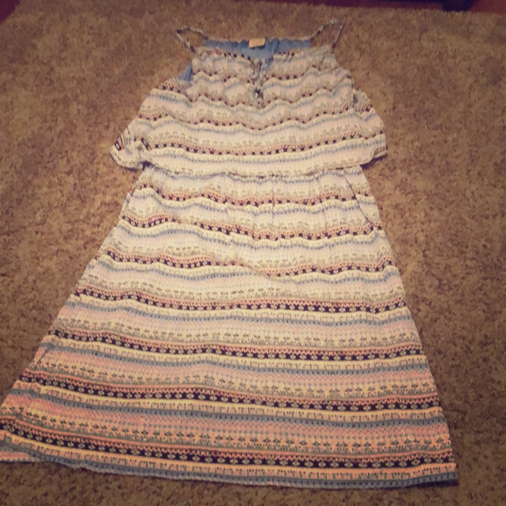 Print cropped dress spaghetti strapped